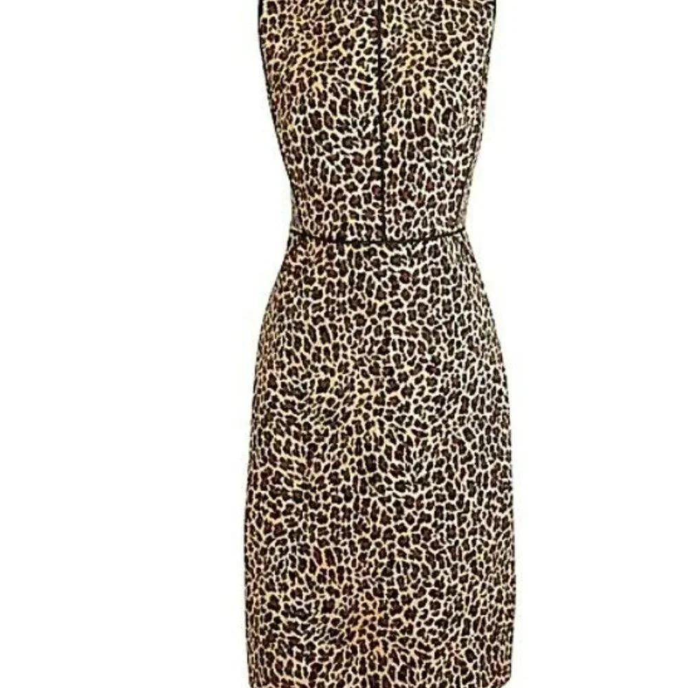J. CREW Sheath Dress in Leopard Bi-Stretch Cotton- Size‎ 0- Color Leopard Print